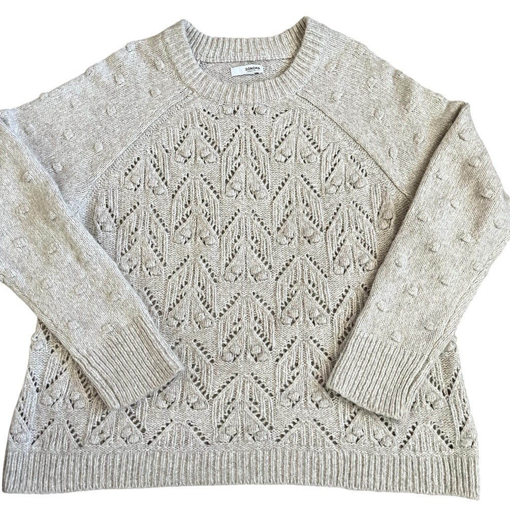 Sonoma Women's Beige Textured Sweater EUC Size XL